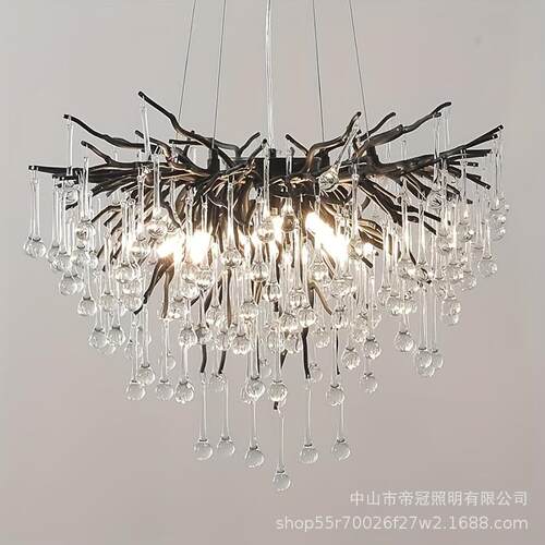 轻奢水晶吊灯客厅灯创意树枝水滴枝形灯具爆款艺术别墅商用餐厅灯