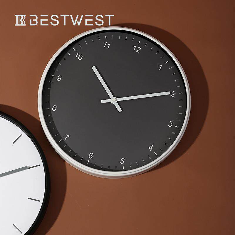 Best west 创意北欧简约客厅卧室金属黑色挂钟时钟表软装饰品壁钟