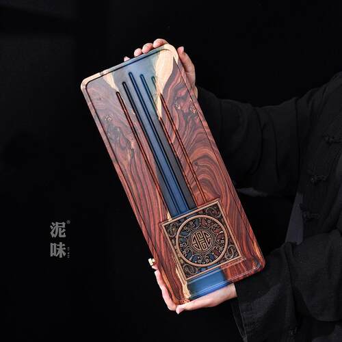树脂小叶红檀实木盘茶盘长方形大号家用排水干泡茶台茶具托盘木盘