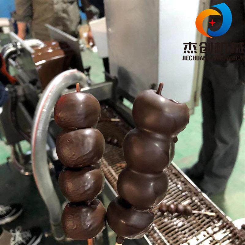 冷冻鲜草莓裹涂巧克力机器山楂串淋浆机自动化可可脂涂层机