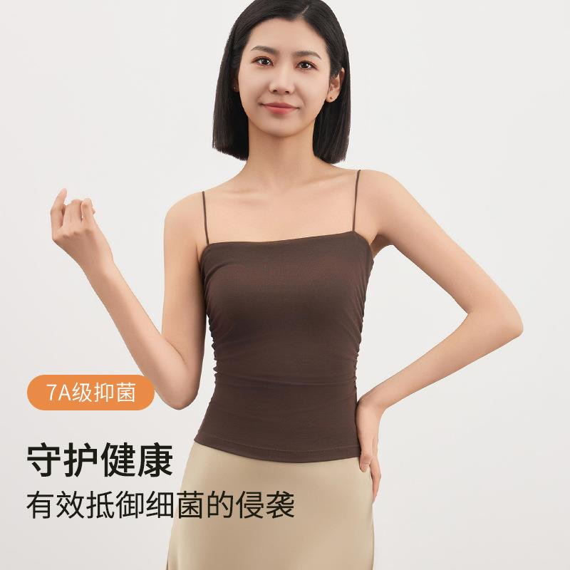 吊带背心女春夏新款兰精莫代尔凉感抗菌除臭内搭可外穿带胸垫背心