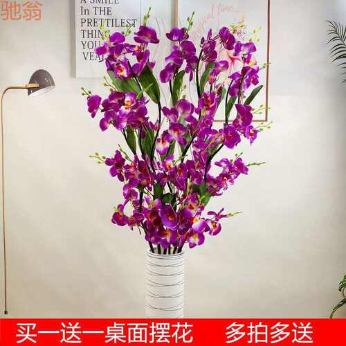 Q2W客厅落地假花蝴蝶兰仿真干枝插花干花塑料花居家新房装饰包邮