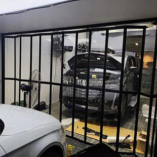 洗车店铝合金折叠门汽车房防水帘PVC拉门美容间工位隔断商场门