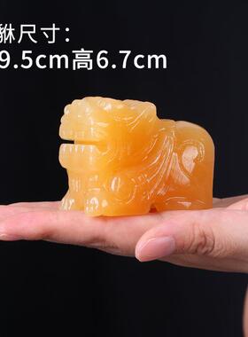 高档老天然貔黄玉貅摆件公母一对石汽车石雕客厅皮丘茶桌玉摆设吉