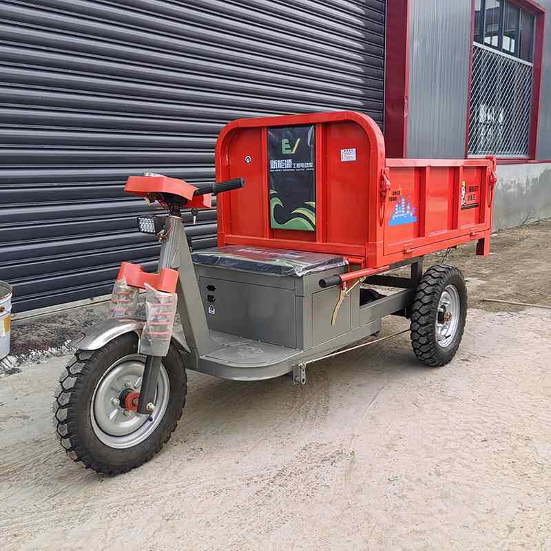 电动载重工程车1.2米手翻斗三轮车48V20A超威电池1000瓦电机载重