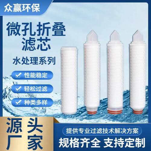 众赢环保 精密保安过滤器微孔膜折叠筒式滤芯聚丙烯pp折叠滤芯