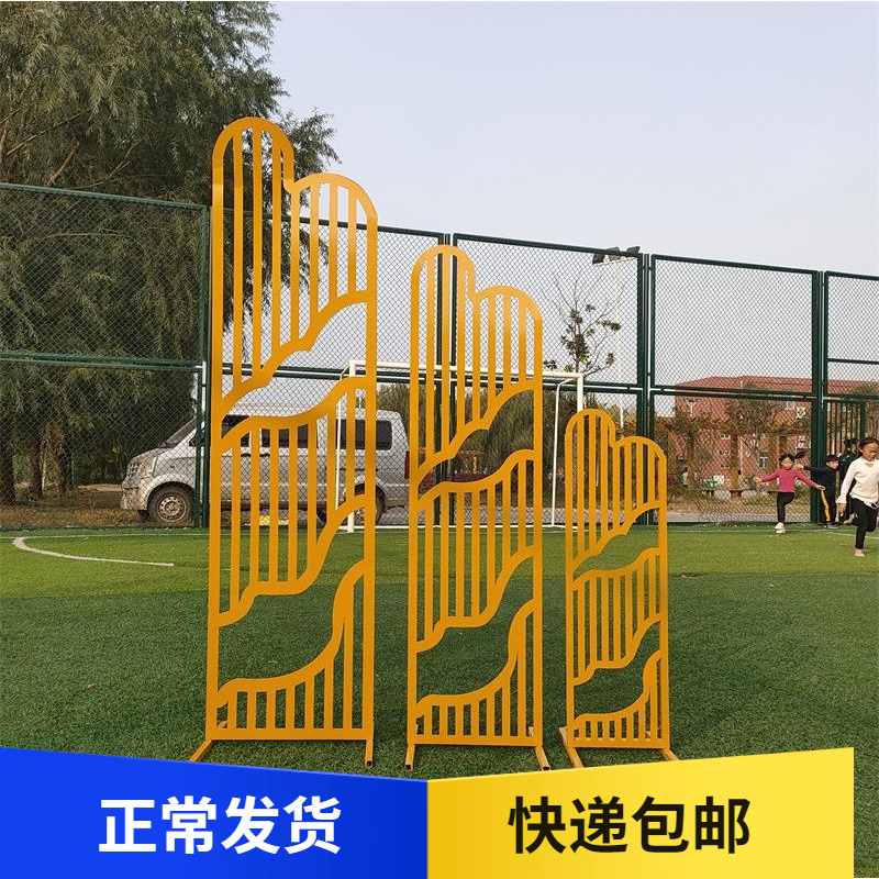 新款中式婚庆道具屏风欧式铁艺海誓山盟路引复古婚礼装饰雕花背