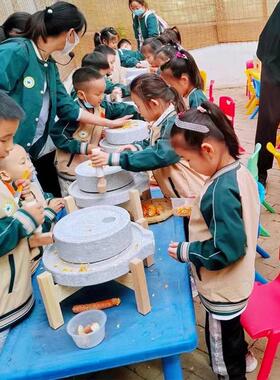 小石磨家用小型老式磨盘磨豆浆豆腐纯手工幼儿园研学基地亲子活动