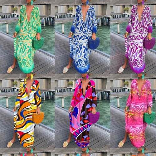 Long sleeved printed dress for women's clothing