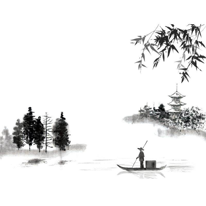 墙贴自粘中国风客厅背景遮丑墙纸水墨山水画墙面装饰墙壁贴画壁纸