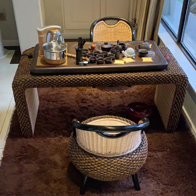 阳台家用小茶台桌椅藤编茶几简约现代功夫泡茶台茶桌组合喝茶桌子