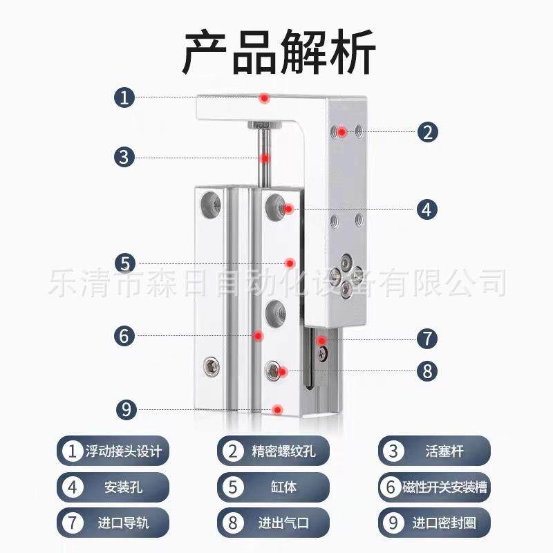 SMC型动滑台气缸MX0H6/1/16/020-5/10/15/20/25345/30/40/气5/60Z