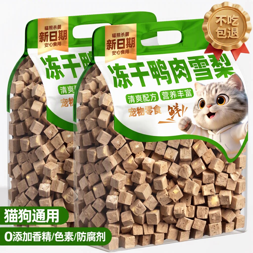 猫狗冻干鸭肉粒雪梨鸡胸肉宠物拌粮粮狗粮鸭胸肉磨牙耐咬猫狗零食