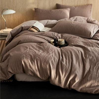 秋冬轻奢简约全棉染色提花四件套亲肤小清新素色四件套床单被套