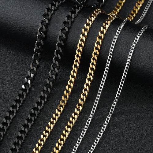 Cuban Link Chain Necklace For Men Woman Basic Stainless