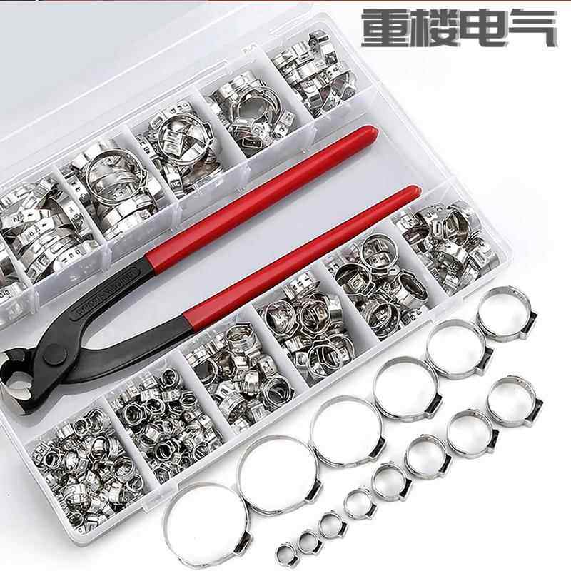 250个 04不锈钢单耳无极卡箍5.-.1mm喉箍抱箍管夹球笼卡箍钳