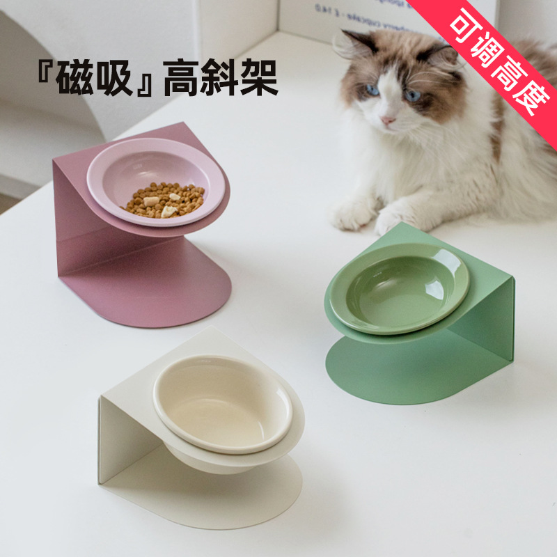 宠物猫陶瓷高低宠物猫狗慢食碗