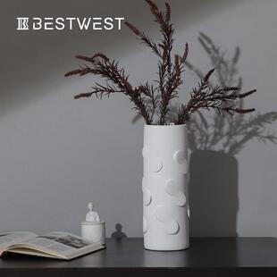陶瓷敞口插花风花瓶复古创意简约客厅摆设摆件法式 花瓶 west Best