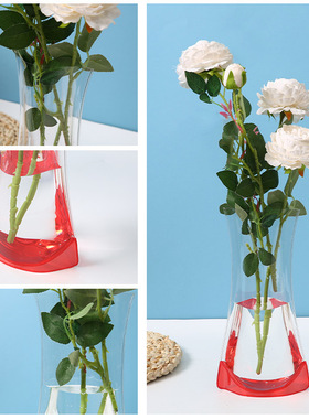 厂家送礼PVC折叠花瓶清新便携立体花瓶 透明防碎插花防水花瓶