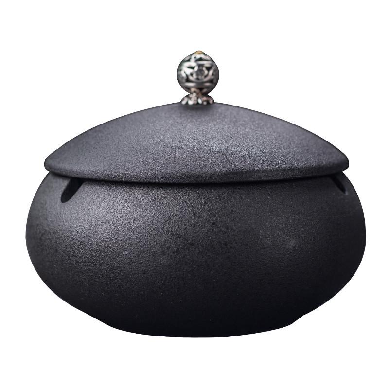 烟灰缸ins风家用客厅个性创意陶瓷烟缸带盖防飞灰装饰摆件高级感