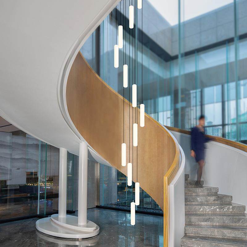 复式楼大吊灯现代简约别墅挑空跃层客厅loft公寓极简创意楼梯吊灯