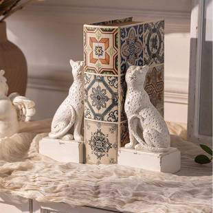 法式复古书立创意狸猫书档摆件玄关桌面书桌工艺品摆设拍摄道具