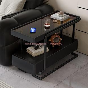 轻奢高级感沙发边柜极简边几客厅可移动侧边柜现代茶几玻璃置物柜