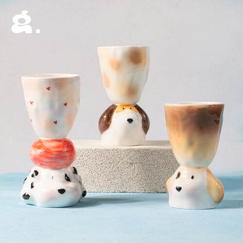 CONGSTUDIO限定手作可爱小狗纯手工陶瓷杯酒杯创意少女生日礼物