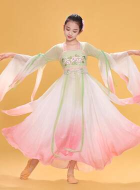 儿童古典舞演出服女飘逸中国风仙气舞蹈服艺考伞舞表演连身裙套装