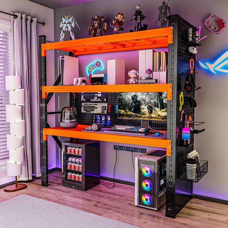 货架电脑桌可升降货架电竞桌diy带洞洞板展示架多层收纳架工作台,商业/办公家具,仓储货架,淘宝优惠券,粉丝福利购,淘宝优惠卷