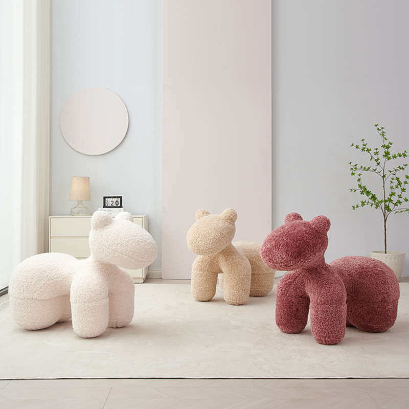 网红羊毛卷小马椅客厅时尚儿童休闲座椅宝宝创意卡通沙发凳子摆件,住宅家具,儿童凳,淘宝优惠券,粉丝福利购,淘宝优惠卷