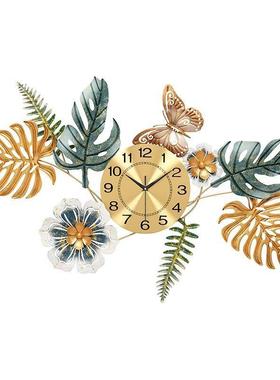 时尚北欧创意挂钟饰客厅家钟饰现代玄关时OAF装静音钟挂墙轻奢钟