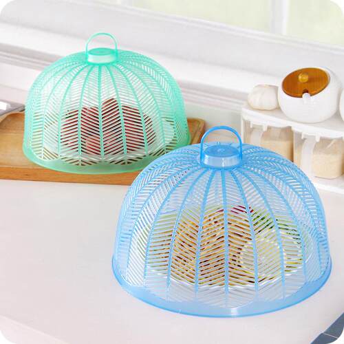 Round plastic mesh food cover for kitchen table, fly-proof c
