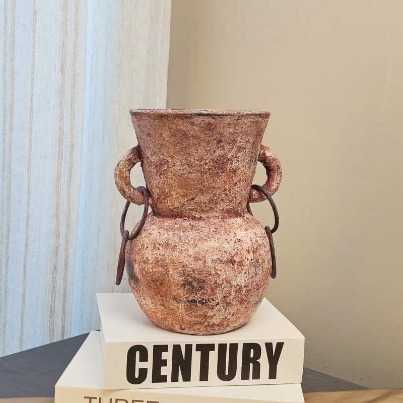 客厅复古花盆怀旧装扮花园阳台氛围感侘寂风落地花盆斑驳粗陶摆件