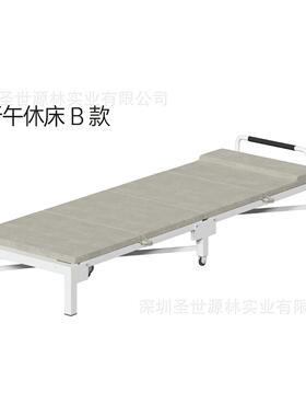 直销铁架床灰色布面回弹海绵折叠床四段折叠收纳床免安装午休