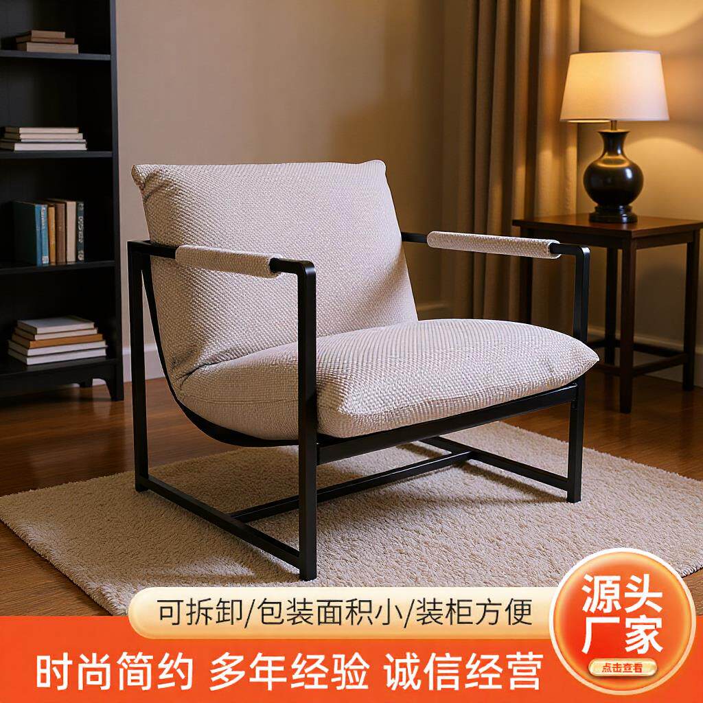 简约小沙发轻奢北欧阳台客厅休闲椅布艺金属框架网红设计师沙发椅