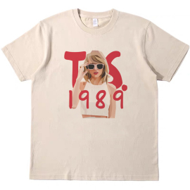 霉霉Taylor Swift 卡其色纯棉T恤复古vintage男女宽松情侣短袖tee