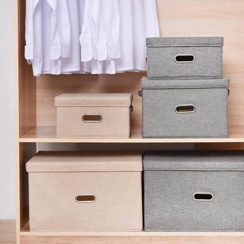 布艺收纳箱收纳盒衣柜整理箱衣服收纳箱子棉麻抽屉式家用折叠有盖