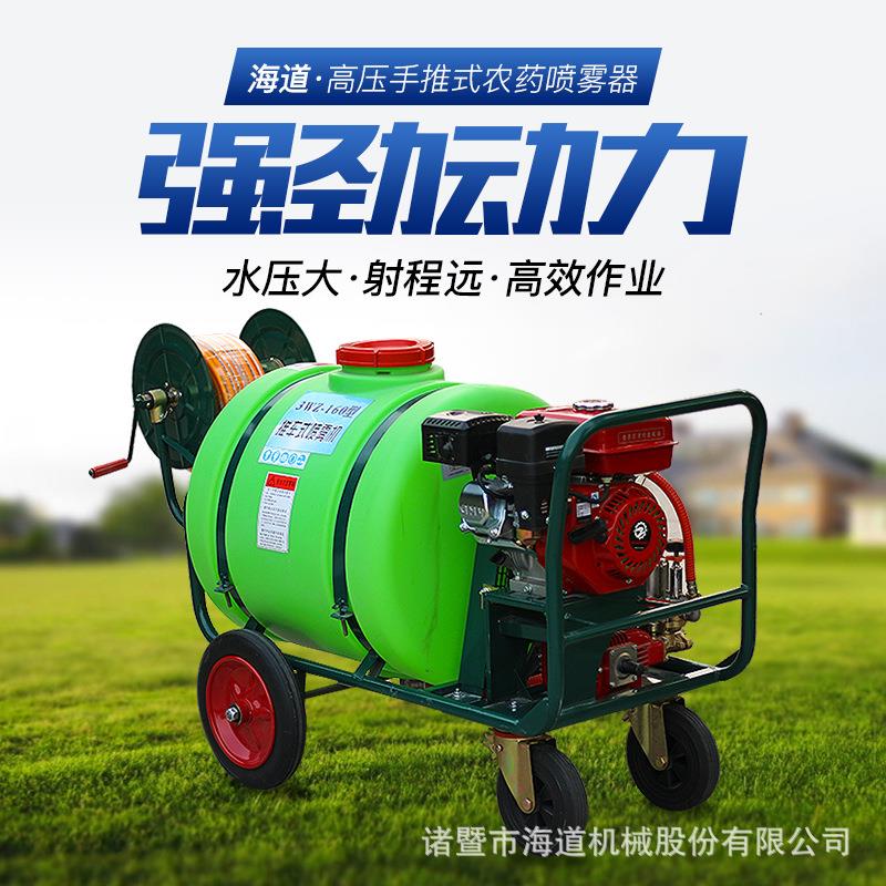 园林四轮手推式动力喷雾器打药机汽油喷雾机铜泵100L