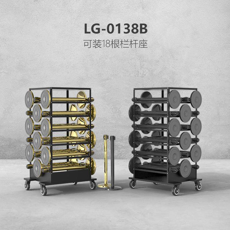 厂家供应金柯栏杆座收纳车LG-0137B运输车可装18根围栏可移动推车