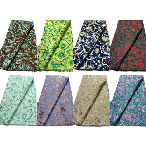 金银线双面刺绣古风提花织锦缎布料 African Brocade Lace Fabric