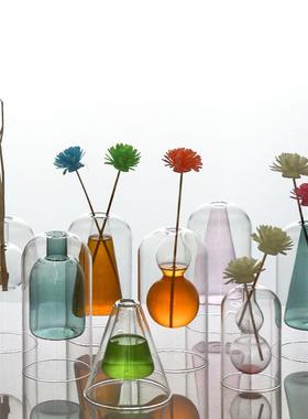 香薰瓶玻璃空瓶透明无火配件家居装饰摆件藤条干花香氛ins风家居