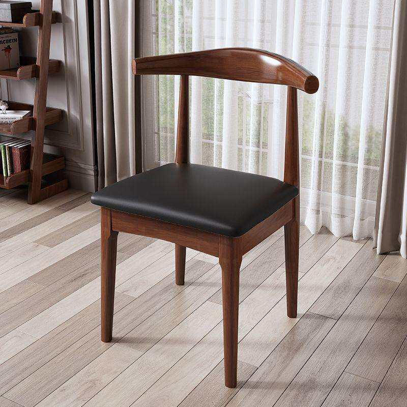 全实木餐椅家用牛角椅子靠背椅凳子餐桌椅书房电脑办公学习书桌椅