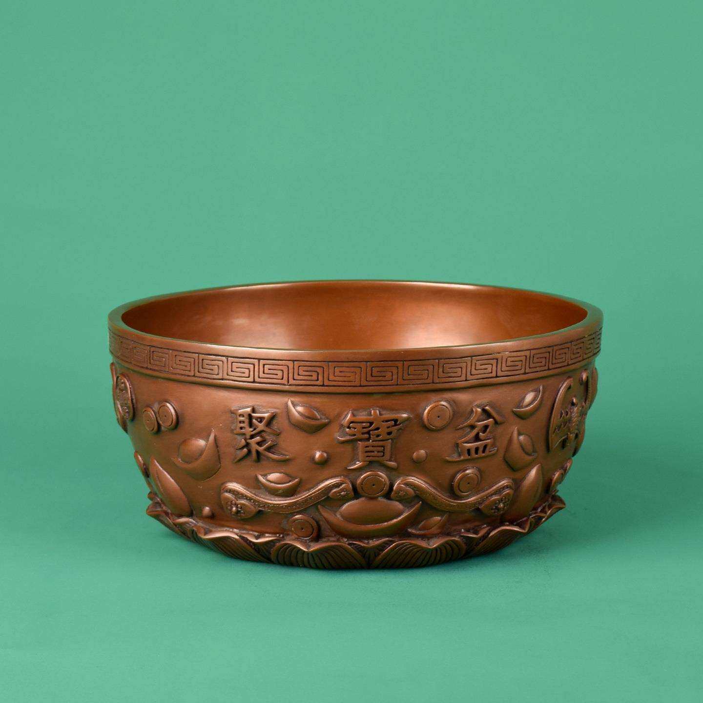 紫铜新款聚宝盆摆件铜器工艺品家居办公室装饰品店铺开业摆放