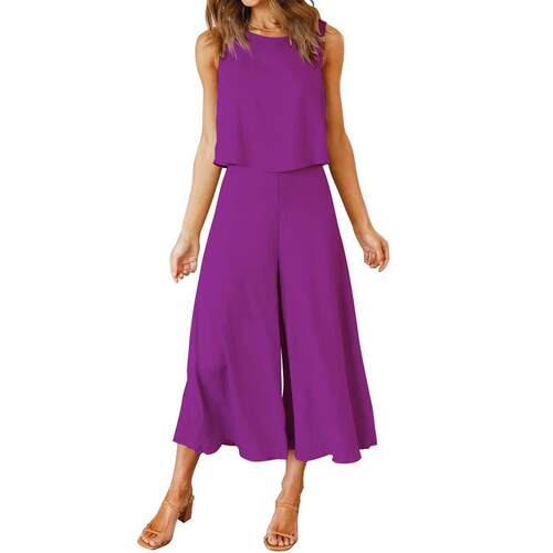 Women's piece style clothing round neck top, short wide