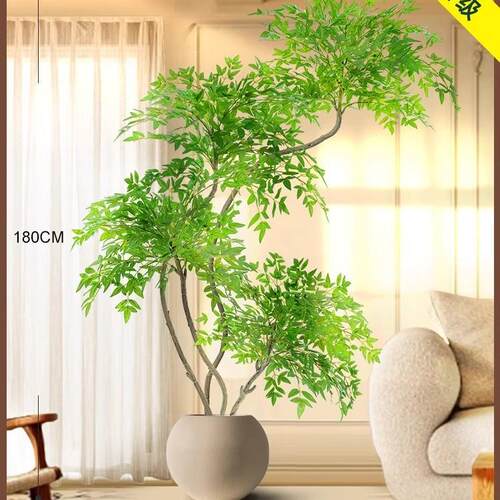 仿真绿植蓝花楹客厅大型绿植盆栽室内阳台高端轻奢假树摆件装饰品