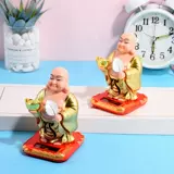 Маленькие солнечные стоячие украшения для автомобиля Будды Майтрейи, машущие руки и улыбающееся лицо Будды, открывающиеся для дома и офиса, украшения, подарки