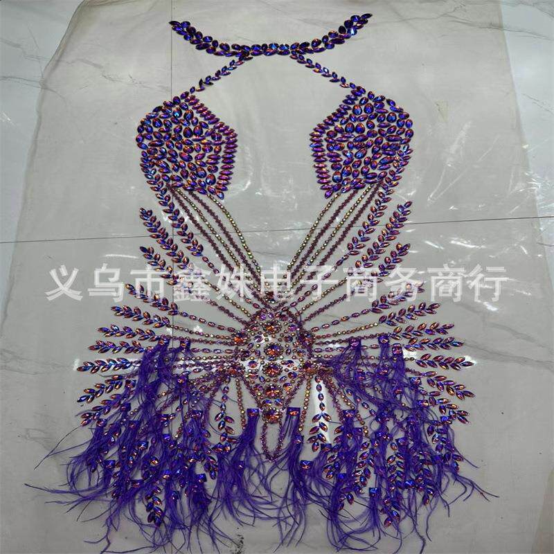 性感设计 露肤羽毛钩针网纱贴花婚纱礼服辅料