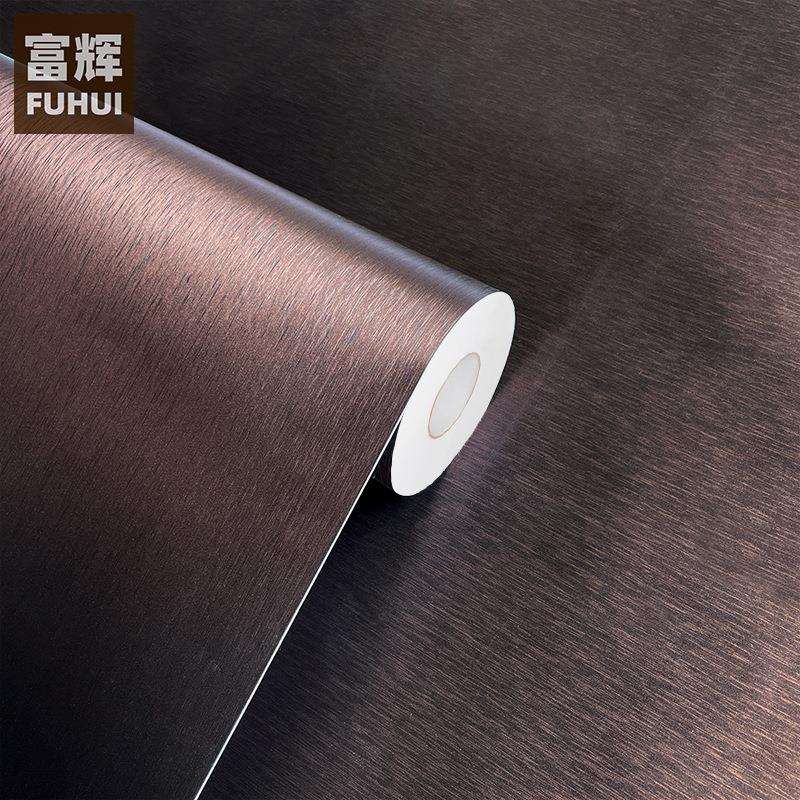 加厚黑铜色拉丝贴膜PVC自粘波音软片家具翻新贴仿金属装饰贴批