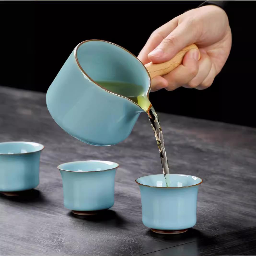 精品汝窑自动茶具套装家用办公室高档懒人泡茶神器陶瓷茶壶茶杯组